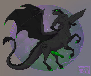 5_fingers balls black_body black_fur black_male black_tail black_wings claws clenched_teeth erection finger_claws fingers fur genitals green_eyes green_horn green_penis hooves horn knot knotted_penis looking_back male male_taur navel penis solo tail teeth wings araivis-edelveys mythology dragon dragon_taur equid equid_taur equine equine_taur horse horse_taur hybrid mammal mammal_taur mythological_creature mythological_scalie scalie taur 2025 digital_media_(artwork) hi_res