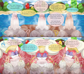 anthro anthro_penetrated balls big_balls big_butt big_penis butt dialogue ear_piercing ear_ring erection faceless_character faceless_male fellatio female female_penetrated genitals glans greeting group half-closed_eyes hoop_ear_ring huge_balls huge_butt huge_penis human_on_anthro human_penetrating human_penetrating_anthro hyper hyper_butt hyper_genitalia hyper_penis interspecies lips male male/female male_penetrating male_penetrating_female musk musky_balls musky_penis narrowed_eyes onomatopoeia oral oral_penetration outdoor_nudity outside_sex penetration penile penis piercing pubes ring_piercing sex sound_effects text thick_lips evedeve mario_bros nintendo super_mario_galaxy princess_daisy princess_peach rosalina_(mario) cheep_cheep human mammal absurd_res comic english_text hi_res signature gynomorph_(lore)