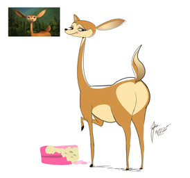 cake dessert female food long_neck screencap simple_background smile solo white_background windspan open_season giselle_(open_season) deer mammal 2025 hi_res reference_image signature