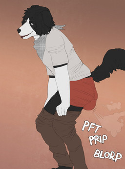 anthro black_body black_fur blorp bottomwear bottomwear_down boxers_(clothing) brown_background clothed clothing fart fart_cloud feces feces_bulge fur hankerchief hypnosis kerchief male male_anthro male_pooping mind_control multicolored_body pants pants_down partially_clothed pfft pooping scatplay shirt simple_background soiling soiling_boxers soiling_underwear solo topwear underwear white_body jager-darklite border_collie canid canine canis collie domestic_dog herding_dog mammal pastoral_dog sheepdog 2020 hi_res