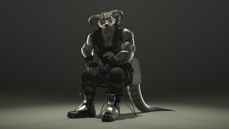 anthro black_boots black_clothing black_footwear black_shirt black_tank_top black_topwear black_vest boots bottomwear brown_eyes camo camo_bottomwear camo_clothing camo_pants camo_print chair clothing footwear furniture gloves grey_body grey_scales handwear knee_pads leaning leaning_forward leather leather_boots leather_clothing leather_footwear leather_topwear leather_vest looking_at_viewer male muscular muscular_male on_chair pants pattern_bottomwear pattern_clothing pattern_pants scales shirt shoes simple_eyes sitting sitting_on_chair solo tail tank_top topwear vest thevestige petruz_(modeler) samson_(thevestige) snake_(petruz) cobra reptile scalie snake 16:9 3d_(artwork) digital_media_(artwork) hi_res source_filmmaker_(artwork) widescreen