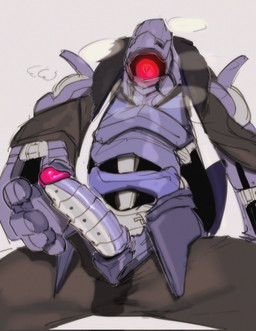 1_eye big_penis bottomwear breath clothed clothing genitals glowing glowing_eyes jacket joints machine male metal metallic_body open_bottomwear open_clothing open_pants pants penis solo topwear kogito honkai:_star_rail mihoyo svarog_(honkai:_star_rail) robot hi_res
