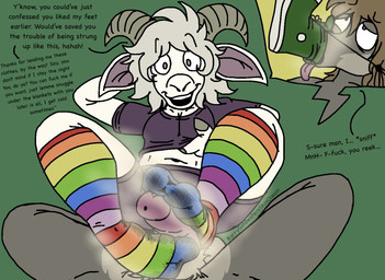 anthro bottomwear clothing crop_top dirty dirty_clothing dirty_socks duo edging feet foot_fetish foot_play footjob footwear male male/male multicolored_clothing multicolored_footwear multicolored_socks musk rainbow_clothing rainbow_footwear rainbow_socks sex shirt shoe_fetish shoe_sniffing shoes shorts smelly sneakers sniffing sniffing_clothes sockjob socks teasing topwear barrygoldwatersskincream matthias_(barrygoldwatersskincream) shane_(barrygoldwatersskincream) bovid caprine macropod mammal marsupial rocky_mountain_goat wallaby