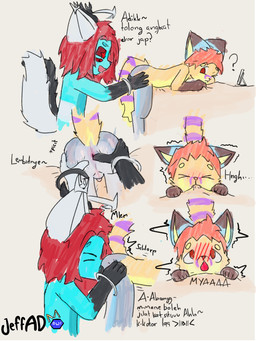 2_tails >///< adolescent adolescent_on_young age_difference anal anthro backsack balls bed bite blue_body butt butt_grab compliment duo electronics furniture genitals grabbing_sheets halo hand_on_butt horn looking_back male male/male markings multi_tail multicolored_body nude on_bed oral orange_body penetration penis phone pillow pillow_bite question_mark questionable_consent raised_tail rimming sex size_difference smaller_penetrated striped_markings striped_tail stripes tail tail_markings text young young_male younger_penetrated jeffad bluren_cat jeff_mango_(jeffad) domestic_cat felid feline felis hybrid mammal 3:4 absurd_res comic hi_res malaysian_text