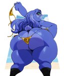 4_toes accessory anthro beak big_breasts big_butt bikini blue_body blue_feathers blue_hair breasts butt clothed clothing curvy_figure feathers feet female gold_bikini green_eyes hair hair_down huge_butt huge_hips huge_thighs low-angle_view non-mammal_breasts overweight overweight_anthro overweight_female rear_view removing_topwear short_stack skimpy skindentation slightly_chubby slightly_chubby_anthro slightly_chubby_female smile solo standing swimwear thick_thighs toes topless topless_female two-piece_swimsuit wide_hips worm's-eye_view sssonic2 golden_week tango_(sssonic2) avian bird hi_res
