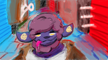 anthro clothing cyberpunk ear_piercing ear_tag female jacket leather leather_clothing leather_jacket leather_topwear piercing solo tongue tongue_out topwear ails bovid caprine mammal sheep