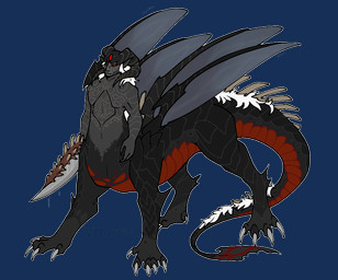 black_body black_scales blade claws grey_body grey_claws hair horn insect_wings male melee_weapon red_eyes red_underbelly scales solo spines sword tail tail_blade weapon weapon_tail white_hair wings puppetmaster13uwu capcom devil_may_cry european_mythology mythology sparda_(devil_may_cry) dragon dragon_taur mythological_creature mythological_scalie scalie taur western_dragon alpha_channel