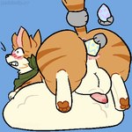 animal_genitalia animal_penis belly belly_inflation egg egg_in_ass egg_insertion feral fur genitals inflation kerchief male orange_body orange_fur penis solo yellow_eyes domestic_cat felid feline felis mammal 1:1 low_res