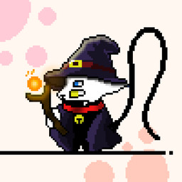 4_eyes armor bell collar fire fireball headgear helmet heterochromia magic_user male multi_eye obstructed solo staff pixmeer meer_(pixmeer) domestic_cat felid feline felis mammal 1:1 digital_media_(artwork) pixel_(artwork)