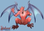 anklet anthro bracelet claws fangs featureless_chest featureless_crotch humanoid_pointy_ears jewelry male membrane_(anatomy) membranous_wings nude open_mouth pointy_ears red_body solo teeth toe_claws tongue tongue_out wings furikake capcom demon's_crest gargoyle's_quest ghosts_'n_goblins firebrand demon gargoyle red_arremer absurd_res digital_media_(artwork) hi_res