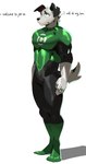 anthro bodysuit clothing green_lantern_ring male muscular muscular_anthro muscular_male pecs shy skinsuit solo spandex superhero text tight_clothing cxcxxcxxxx green_lantern canid canine canis domestic_dog mammal 135:256 4k absurd_res english_text hi_res