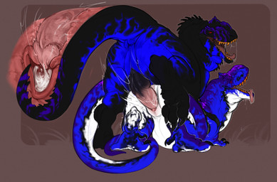 animal_genitalia animal_penis anus aroused black_body black_penis black_scales blue_body blue_countershading blue_scales bodily_fluids brown_background butt claws countershading cum cum_in_vagina cum_inside cum_splash cum_splatter cumshot doggystyle ejaculation fangs feet feral from_behind_position genital_fluids genital_slit genitals gradient_penis grass male motion_lines mounting multicolored_body on_ground open_mouth orgasm penetration penis perineum pink_penis plant red_eyes saliva saliva_string scales sex simple_background solo tail teeth thrust_lines thrusting tongue tongue_out vaginal vaginal_penetration vulva white_body white_countershading x-ray_view yellow_teeth skific allosauroid carcharodontosaurid dinosaur giganotosaurus prehistoric_species reptile saurischian scalie theropod tyrannosaurid tyrannosauroid tyrannosaurus tyrannosaurus_rex 2026 colored digital_drawing_(artwork) digital_media_(artwork) hi_res shaded