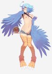 ahoge amber_eyes avian_feet blue_hair blue_wings bottomwear bottomwear_down breasts clothed clothing clothing_lift denim denim_clothing exposed_breasts feathered_wings feathers female genitals hair innie_pussy looking_at_viewer medium_breasts midriff monster_girl_(genre) navel nipples no_underwear one_breast_out open_shorts pants pants_down partially_clothed presenting presenting_breasts presenting_pussy pussy realistic_wings scuted_legs scutes shirt shirt_lift shorts shorts_down simple_background small_breasts solo topwear white_background winged_arms wings yellow_eyes nil_sunna european_mythology greek_mythology monster_musume mythology papi_(monster_musume) animal_humanoid avian avian_humanoid harpy humanoid mammal mythological_avian mythological_creature winged_humanoid absurd_res hi_res