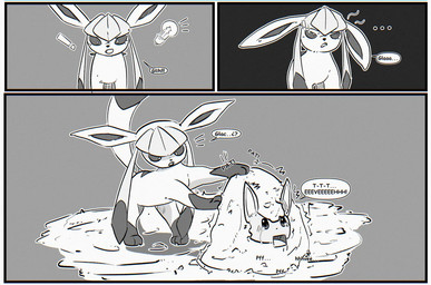 bodily_fluids crying duo female feral fur ice male male/female snow tears lea_stellaria nintendo pokemon eevee eeveelution generation_1_pokemon generation_4_pokemon glaceon mammal pokemon_(species) comic