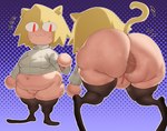 :3 anus big_butt blonde_hair bodily_fluids bottomless breasts butt clothed clothing female genitals hair huge_butt legwear looking_at_viewer pubes pubic_stubble pussy red_eyes slightly_chubby slightly_chubby_female slightly_chubby_humanoid smile solo sweat sweater thick_thighs thigh_highs topwear white_body white_skin wide_hips forastero tsukihime type-moon neco-arc animal_humanoid cat_humanoid felid felid_humanoid feline feline_humanoid humanoid mammal mammal_humanoid 2023 absurd_res digital_media_(artwork) hi_res