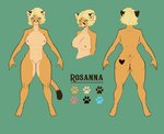 anthro blue_eyes digitigrade featureless_crotch female heart_symbol nipples nude solo beatleboy62 rosanna_(beatleboy62) cougar felid feline mammal absurd_res hi_res model_sheet