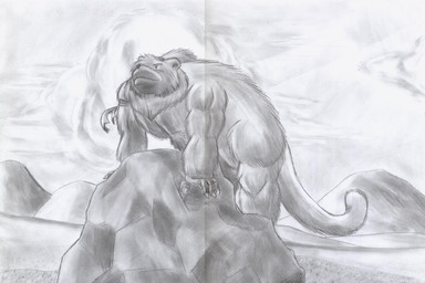anthro armband boulder claws cloud detailed_background fur male mountain mountain_range on_rock outside rock sky skyscape smile solo standing_on_rock wind bigbadbear big_bad_bear bear mammal 3:2 graphite_(artwork) greyscale hi_res monochrome traditional_media_(artwork)
