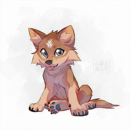 ambiguous_gender black_claws black_nose black_pawpads blep brown_body brown_fur cheek_tuft claws cute_fangs facial_tuft fangs feral fur grey_eyes inner_ear_fluff looking_at_viewer markings pawpads simple_background sitting smile smiling_at_viewer solo tail tan_body tan_fur teeth tongue tongue_out tuft white_markings young azzai canid canine canis domestic_dog mammal 1:1 2025 colored colored_sketch digital_drawing_(artwork) digital_media_(artwork) shaded sketch