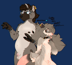 anthro body_hair collar eyewear fangs femboy genitals glasses hair long_hair male male/male nipples nude nude_male penis piercing presenting presenting_penis propositioning teeth wearing_glasses krackersgallery mackenzie_(krackersgallery) american_opossum hyena mammal marsupial absurd_res alpha_channel hi_res