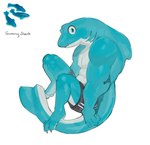 anthro blue_body blue_skin bottomwear candy claws clothed clothing countershade_face countershade_legs countershade_neck countershade_tail countershade_torso countershading dessert dorsal_fin fin food gills gummy_(food) gummy_shark male shorts shorts_only solo tail tail_fin toe_claws topless kogito gummy_shark_(kogito) fish food_creature gummy_creature living_candy marine shark absurd_res cool_colors hi_res