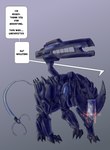 absurd_res alsa_frontera blade_wolf canid canine canis domestic_dog english_text hi_res konami machine mammal metal_gear metal_gear_rising:_revengeance platinumgames robot text transformation wolf