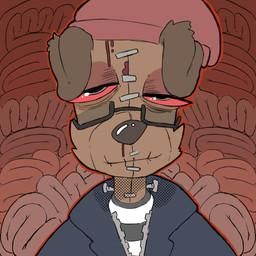 blood bodily_fluids ears_down looking_at_viewer male pivoted_ears red_eyes solo text tired_eyes vadaver canid canine mammal undead zombie 1:1 english_text