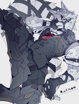 anthro biped bottomwear clothed clothing fingerless_gloves fur gloves hair handwear looking_at_viewer male open_mouth pants sharp_teeth shirt simple_background solo teeth three-quarter_view topwear vest white_body white_fur white_hair usag11100 mihoyo zenless_zone_zero von_lycaon canid canine canis mammal thiren wolf absurd_res digital_drawing_(artwork) digital_media_(artwork) hi_res portrait signature three-quarter_portrait
