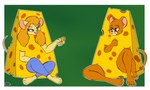 anthro cheese cheese_costume clothing costume dairy_products duo eating female food food_costume holding_food holding_object male simple_background sitting unknown_artist chip_'n_dale_rescue_rangers disney metro-goldwyn-mayer tom_and_jerry warner_brothers gadget_hackwrench jerry_mouse mammal mouse murid murine rodent hi_res signature