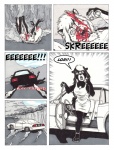 accident anthro blood bodily_fluids car comic falling female gore halloween holidays james_m_hardiman lori_(jmh) mammal mature_anthro mature_female mephitid mother_(lore) parent_(lore) roadkill run_over shocked skunk sliding tail valencia_(jmh) vehicle