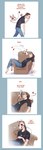 bottomwear chair clothed clothing dialogue duo furniture hair imminent_transformation lying male mask not_furry on_back ponytail simple_background smile standing text topwear walking strawberrytfs procene human mammal 2021 comic english_text hi_res monochrome