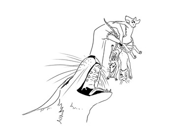 ambiguous_gender ambiguous_pred ambiguous_prey anthro extreme_size_difference eyes_closed group imminent_oral_vore imminent_vore open_mouth size_difference tail tongue whiskers monoxromatik domestic_cat felid feline felis mammal mouse murid murine rodent 2025 digital_drawing_(artwork) digital_media_(artwork) english_description hi_res monochrome