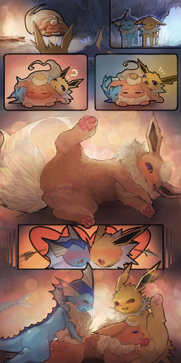 3_toes anal anal_orgasm anal_penetration animal_genitalia animal_penis anus arrow_(weapon) arrow_through_heart balls black_sclera blue_body blush bodily_fluids campfire canine_genitalia canine_penis cave cuddling cum cum_in_ass cum_in_mouth cum_inside cum_on_ground dripping drooling ejaculation erection feet fellatio female female_feral female_focus female_penetrated feral feral_on_feral feral_penetrated feral_penetrating feral_penetrating_feral fin fluffy fluffy_tail from_behind_position fur genital_fluids genitals group group_sex hand_on_head hands-free head_tuft heart_symbol hindpaw humanoid_genitalia humanoid_genitalia_on_feral humanoid_vulva humanoid_vulva_on_feral jockey_position kneeling knot light looking_pleasured lying lying_and_blow_position male male/female male_feral male_penetrating male_penetrating_female neck_tuft on_front on_side open_mouth oral oral_penetration orgasm pawpads paws penetration penile penile_penetration penis penis_in_ass penis_in_mouth presenting presenting_anus presenting_vulva prone_bone_position purple_eyes quadruped question_mark raised_leg ranged_weapon red_balls red_body red_fur red_penis saliva sex sheath simultaneous_orgasms sleeping spitroast spread_legs spreading tail threesome toes trio tuft vaginal_fluids vaginal_fluids_on_vulva vein veiny_penis vulva weapon yellow_balls yellow_body yellow_fur lionraion nintendo pokemon eeveelution flareon generation_1_pokemon jolteon pokemon_(species) vaporeon 2024 comic digital_media_(artwork) hi_res multiple_scenes
