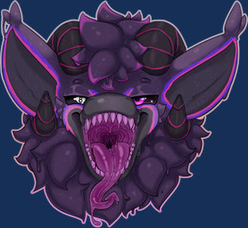 anthro bodily_fluids heterochromia male mouth_shot open_mouth saliva saliva_string solo sticker teeth tongue uvula absurd_res alpha_channel hi_res tagme