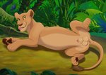 animal_genitalia anus balls bodily_fluids crossgender detailed_background feral ftm_crossgender genital_fluids genitals looking_at_viewer lying male on_side outside pawpads paws penis penis_tip precum sheath solo spread_legs spreading tail tail_anus tongue tongue_out priestofjashin disney the_lion_king nala_(the_lion_king) felid lion mammal pantherine 2021