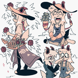 2_horns 3_toes anthro barefoot cigarette clothing collar eyewear feet femboy floppy_ears flower fur glasses hat headgear headwear heart_symbol hoodie horn male overalls pink_horn plant smile solo standing sun_hat toes topwear white_body white_fur deceased_bunny deltarune undertale_(series) ralsei bovid caprine goat mammal 1:1