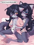 anthro bite biting_lip black_hair blue_eyes blush bodily_fluids breasts brown_eyes clitoral clothed clothing controller cute_fangs dialogue duo eyewear fangs female female/female fur game_controller genital_fluids genitals glasses grey_body grey_fur hair heterochromia inner_ear_fluff loli long_hair looking_pleasured markings narrowed_eyes nervous nervous_sweat nipples open_mouth pajamas partially_clothed pawpads pussy seductive sex speech_bubble spots spotted_body spotted_fur striped_body striped_fur stripes sweat tail teeth text tongue topwear tuft vaginal_fluids white_body white_fur xbox_controller young young_anthro aoizuri microsoft xbox xbox_game_studios abby_(giantburger) therie_(giantburger) domestic_cat felid feline felis mammal 2023 3:4 digital_media_(artwork) english_text hi_res incest_(lore) sibling_(lore) sister_(lore) twincest_(lore) twins_(lore)