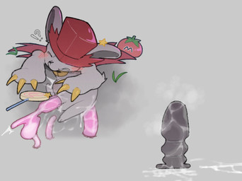 anal anal_masturbation anthro balls biped blush bodily_fluids clothing cum cum_while_penetrated dildo ejaculation erection eyes_closed genital_fluids genitals grey_body hat headgear headwear kemono male masturbation penetration penis sex_toy solo yes_white06 kirby_(series) nintendo daroach mammal mouse murid murine rodent 2025 hi_res