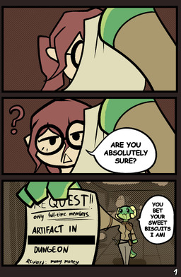 anthro dialogue eyewear female glasses hair_between_eyes inside question_mark text weapon_on_hip wearing_glasses brradett microsoft the_elder_scrolls lernie_(brradett) argonian human humanoid mammal scalie absurd_res comic english_text hi_res