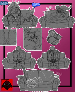 anthro antler_break antlers belly belly_fucking belly_inflation blue_eyes bodily_fluids burping butt cum digestion ear_piercing ear_ring eyebrow_piercing eyewear facial_piercing female female_prey freckled_butt freckled_face freckles furniture genital_fluids genitals glasses glowing glowing_cum glowing_eyes glowing_genitalia glowing_penis hair horn inflation lying lying_on_sofa male male_pred on_sofa penis piercing ring_piercing short_hair simple_background size_difference slime smaller_male smaller_pred smile smiling_at_viewer sofa tail text thick_tail thick_thighs unusual_bodily_fluids unusual_cum unusual_genital_fluids wearing_glasses weight_gain white_hair cherryterror jack_the_mimic goo_creature jackalope lagomorph mammal 2025 absurd_res comic detailed english_text hi_res sketch