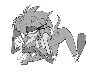 all_fours anthro armwear big_hands blush breasts clothing eyelashes eyeliner female fingerless_gloves gloves hair handjob handwear long_hair long_limbs makeup messy_hair natural_breasts nude penile sex simple_background skinny skinny_anthro skinny_female solo white_background wistful_(sonic.exe) 4chan_anon sega sonic_the_hedgehog_(series) fan_character sonic.exe eulipotyphlan hedgehog mammal monochrome