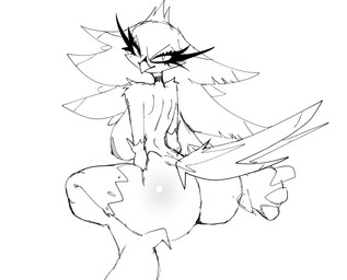 3_toes anthro areola arm_tuft beak big_areola big_breasts big_butt big_eyes big_nipples biped breasts butt closed_frown crown dark_areola dark_nipples eyebrows eyelashes feather_hair feather_tuft feathers feet female frown glistening glistening_butt head_turned headgear huge_areola huge_breasts huge_butt iris kneeling long_eyelashes long_pseudo_hair looking_at_viewer looking_back looking_back_at_viewer mature_anthro mature_female monotone_background mouth_closed nipples no_pupils non-mammal_breasts non-mammal_nipples nude nude_anthro nude_female pseudo_hair shoulder_tuft simple_background small_waist solo tail tail_feathers thick_eyelashes thick_thighs thin_eyebrows three-quarter_view toes tuft white_background inker_comics hellaverse helluva_boss stella_(helluva_boss) avian avian_demon bird bird_demon demon owl owl_demon 2025 absurd_res black_and_white digital_drawing_(artwork) digital_media_(artwork) hi_res monochrome sketch