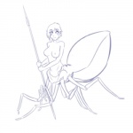 breasts clothed clothing female hair looking_at_viewer melee_weapon monster_girl_(genre) multi_eye nipples polearm short_hair simple_background slim smile solo spear thin_calves thin_legs thin_thighs topless weapon white_background thundragon european_mythology greek_mythology mythology arachne arachnid arachnid_taur arthropod arthropod_taur humanoid hybrid spider spider_taur taur 1:1 blue_and_white line_art monochrome sketch