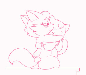 accessory ambiguous_gender blush bow_(feature) bow_accessory bow_ribbon bra chibi clothing duo female female/ambiguous furgonomics furniture ribbons rubbing sitting table tail tail_accessory tail_bow tail_motion tail_ribbon tailwag underwear undressing wings lkiws felid feline mammal 2d_animation animated frame_by_frame monochrome