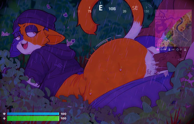 anthro anthro_penetrated anus big_butt black_eyeshadow brown_body brown_skin butt clothing dark_body dark_skin duo eyeshadow female female_anthro female_penetrated fur hoodie human_on_anthro human_penetrating human_penetrating_anthro interspecies looking_at_another looking_at_partner looking_back looking_back_at_another looking_back_at_partner looking_pleasured makeup male male/female male_penetrating male_penetrating_female moan orange_body orange_fur outside penetration penile penile_penetration penis_in_vagina plant raining sex shrub smile thick_thighs tomboy topwear user_interface vaginal vaginal_penetration wet baudelaire epic_games fortnite meow_skulls calico_cat domestic_cat felid feline felis human mammal hi_res