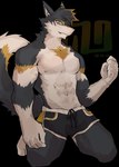 abs anthro blonde_hair clothing fur hair male muscular muscular_anthro muscular_male nipples solo underwear white_hands yellow_body yellow_fur doggyaubrey vortiganshine absurd_res alpha_channel hi_res