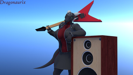 anthro bottomwear claws clothed clothing fangs female green_eyes guitar horn jacket jacket_open looking_at_viewer multicolored_body musical_instrument navel plucked_string_instrument skirt smile smirk solo standing string_instrument tail tattoo teeth topwear dragonaurix activision mythology spyro_the_dragon the_legend_of_spyro cynder dragon mythological_creature mythological_scalie scalie 16:9 3d_(artwork) digital_media_(artwork) hi_res widescreen