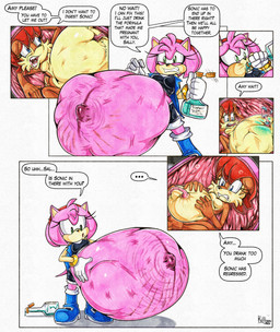 after_vore anthro belly big_belly brown_body brown_fur clothing duo female fur gloves hair handwear huge_belly overweight pink_body red_hair speech_bubble text unbirthing vaginal vore killboo sega sonic_the_hedgehog_(series) amy_rose sally_acorn eulipotyphlan hedgehog mammal rodent sciurid tree_squirrel 2026 comic english_text hi_res