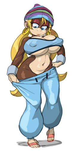 alternative_fashion amekaji anthro big_breasts blonde_hair blue_eyes breasts clothed clothing ear_piercing ear_ring female footwear fur ganguro_(fashion) gyaru hair hat headgear headwear hoop_ear_ring j-fashion navel nipple_outline piercing pigtails ring_piercing sandals shoes simple_background solo streetwear tight_clothing under_boob white_background y2k_(fashion) analon_(artist) donkey_kong_(series) nintendo tiny_kong ape haplorhine kong mammal monkey primate