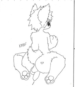 3_toes 4_fingers animal_genitalia animal_penis anthro balls big_balls big_eyes bodily_fluids butt canine_genitalia canine_penis circle_eyebrows dripping eyebrows feet fingers fluffy fluffy_body fluffy_ears fluffy_shoulders fluffy_tail fur fur_markings genital_fluids genitals hair heart_symbol kemono knot knotted_penis looking_back male markings no_shading paws penis precum precum_drip rear_view short_hair simple_background sitting solo spread_legs spreading tail thick_thighs toes kaysei canid canine canis domestic_dog husky mammal nordic_sled_dog spitz monochrome traditional_media_(artwork)