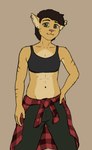 anthro bra clothed clothing ear_piercing ear_ring female piercing ring_piercing shirt solo sports_bra topwear underwear granolapunch granola_(granolapunch) felid mammal pantherine tiger hi_res trans_(lore) trans_woman_(lore)